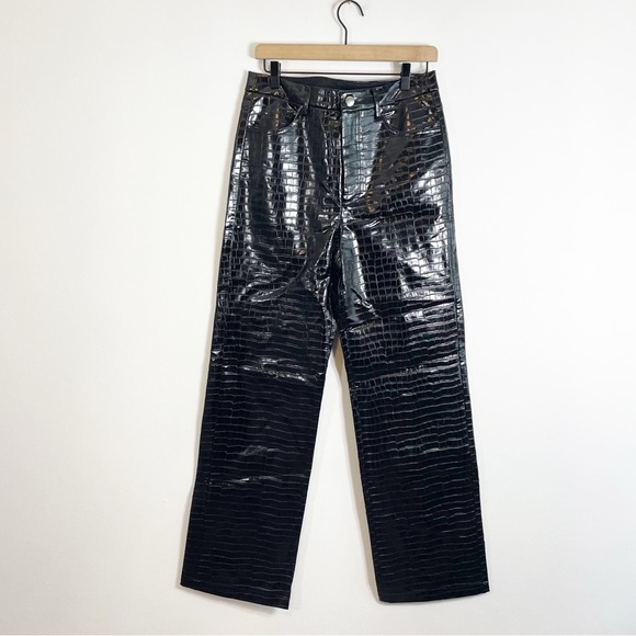 NWT ROTATE Berger Christensen Rotie Pant Snake Effect Black Faux Leather Size 8 - Picture 2 of 7